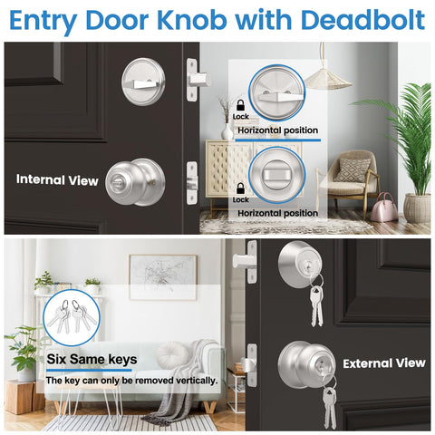 Front door lock and deadbolt set in brushed nickel from AEEKEL