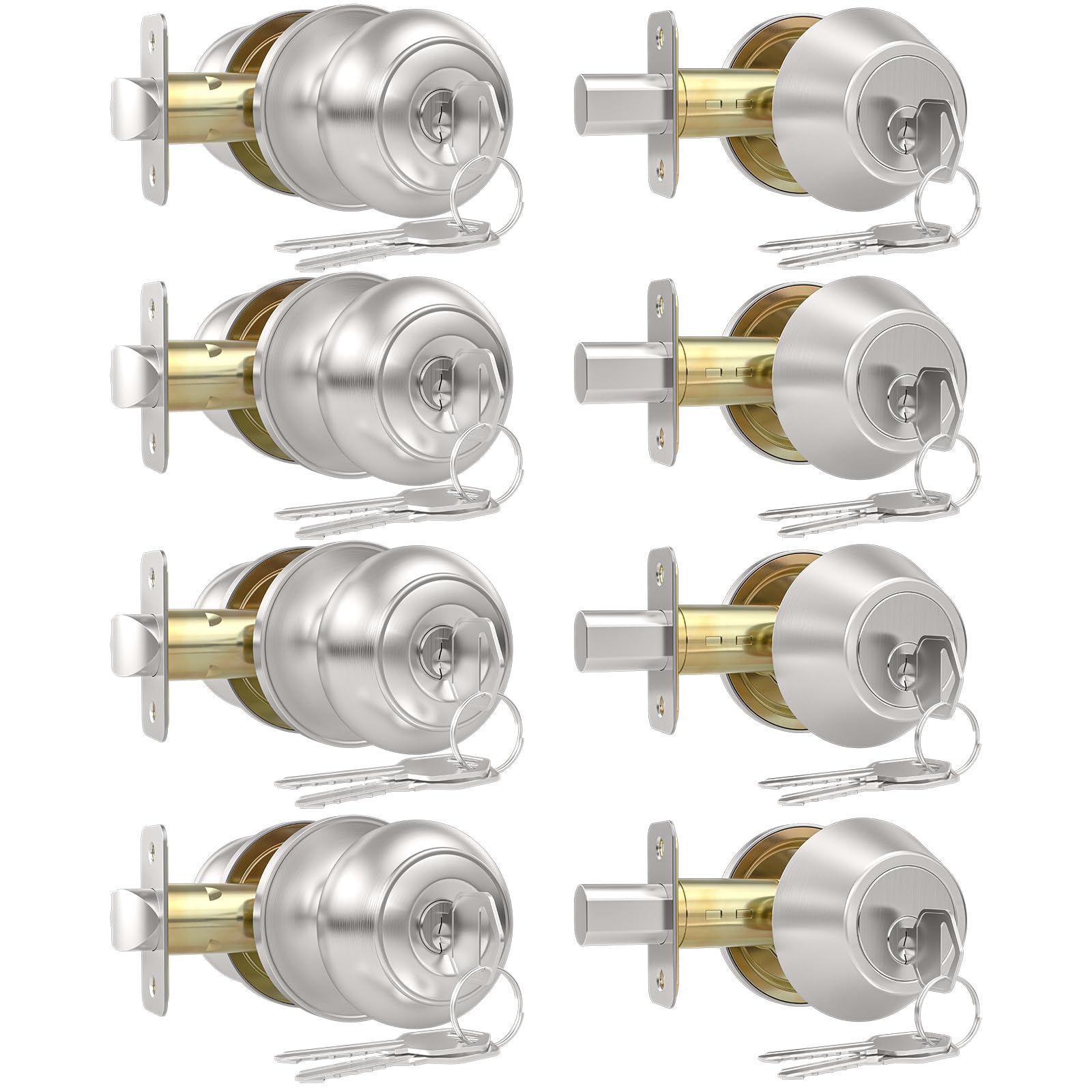 AEEKEL keyed-alike exterior knob in brushed nickel for simple multi-door access