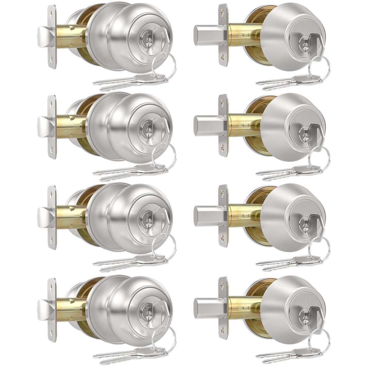 AEEKEL keyed-alike exterior knob in brushed nickel for simple multi-door access