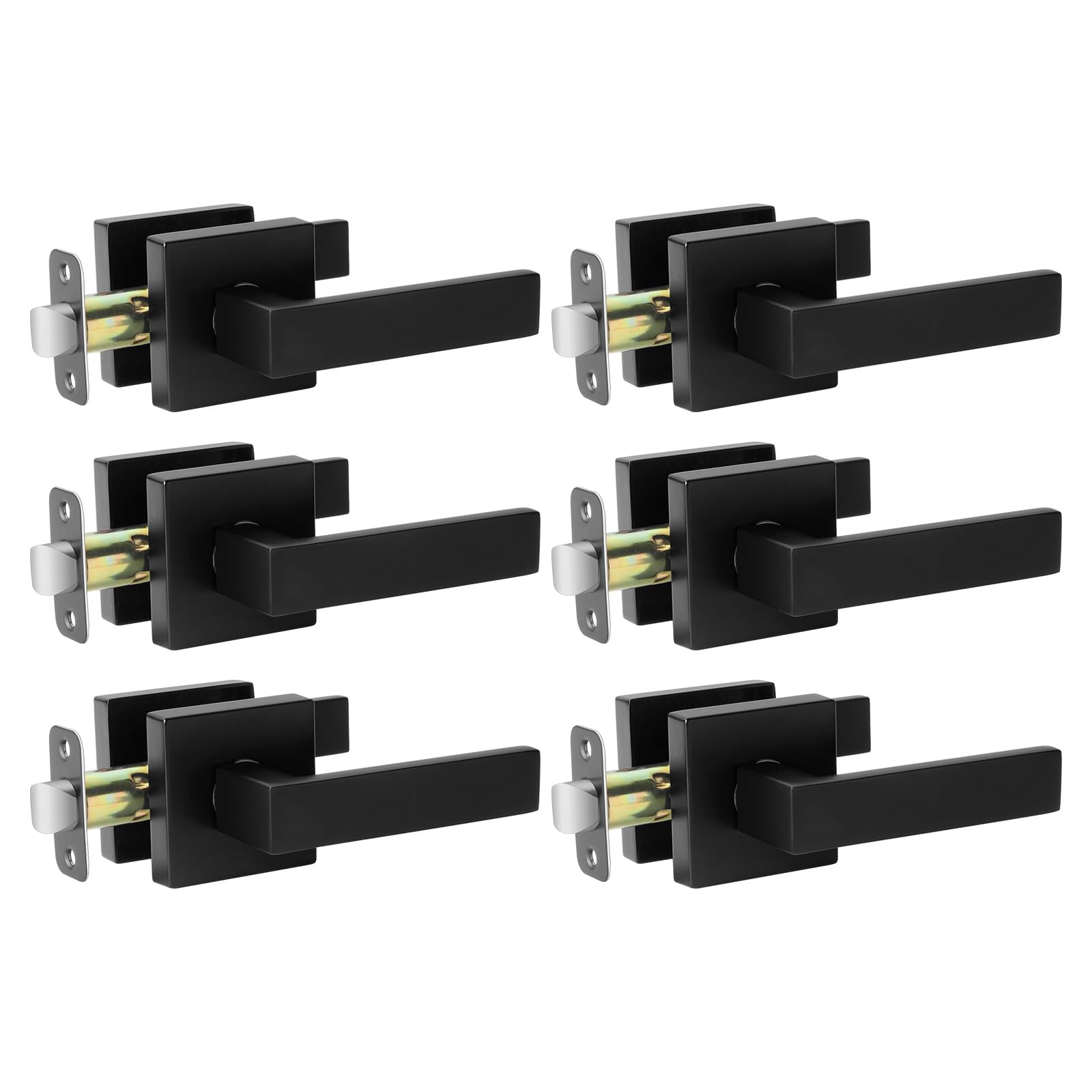 AEEKEL matte black interior door handle set for interiors, 6-pack, stylish and functional.