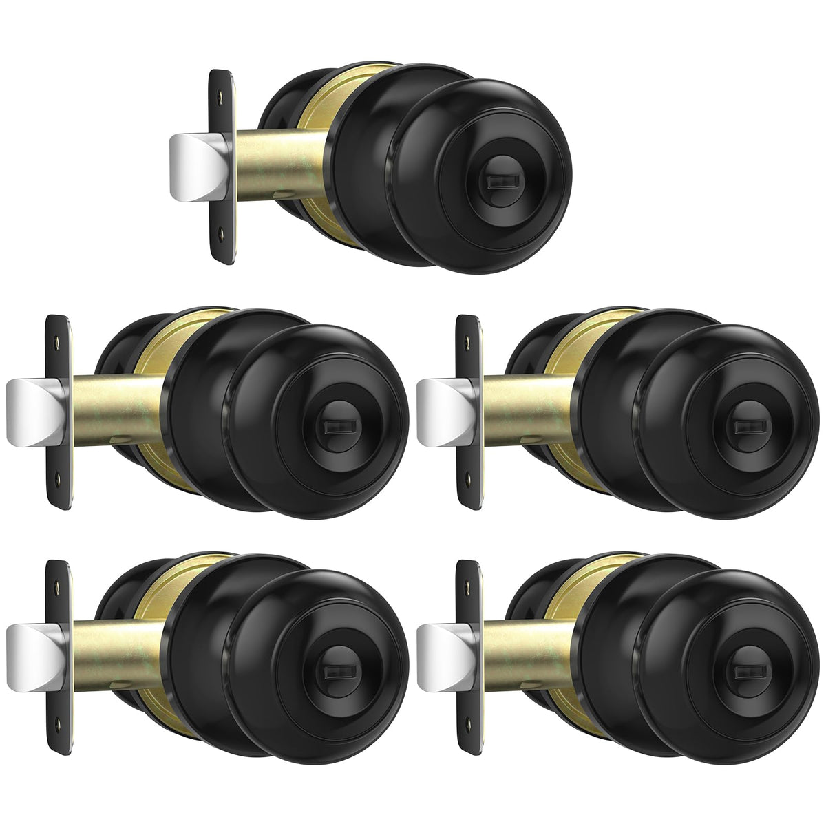 AEEKEL matte black door knob with round ball design and comfortable grip.