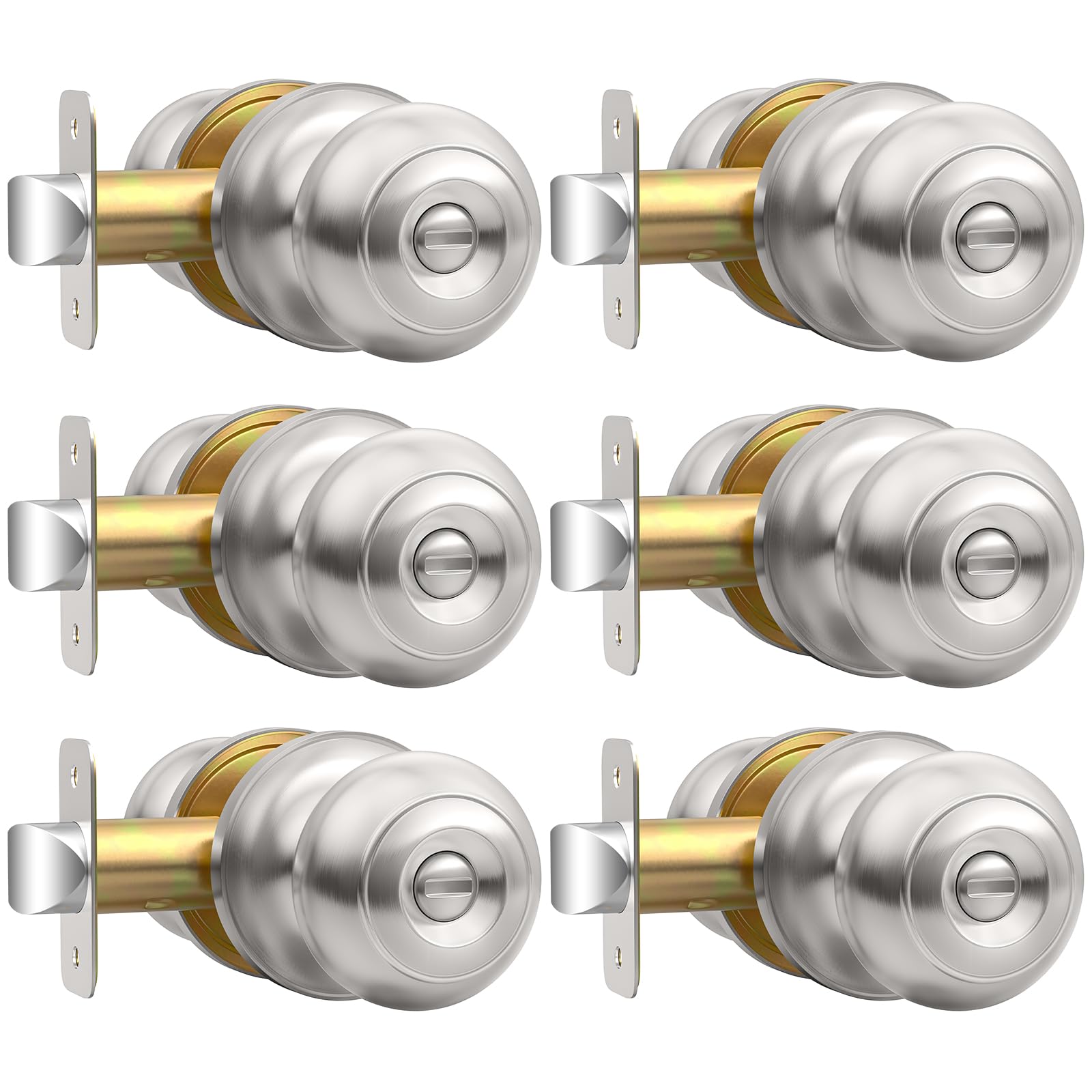 AEEKEL privacy knob brushed nickel front view, blends style and privacy