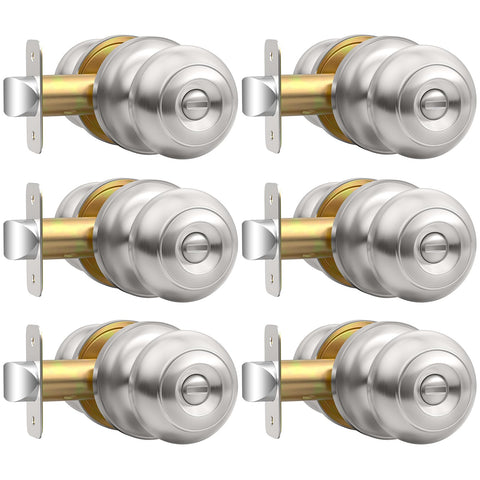 AEEKEL privacy knob brushed nickel front view, blends style and privacy