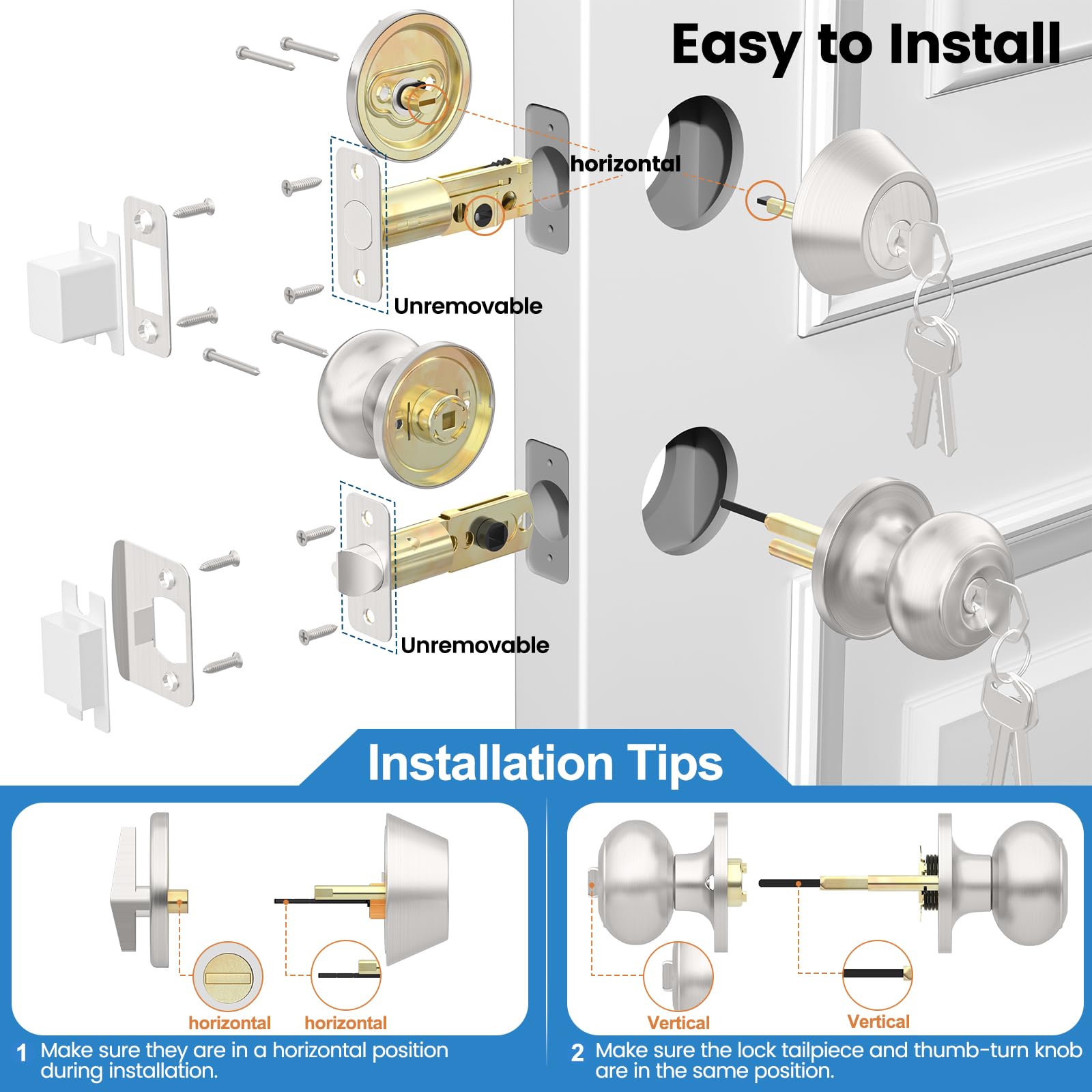 Reversible AEEKEL knob for left- or right-handed doors