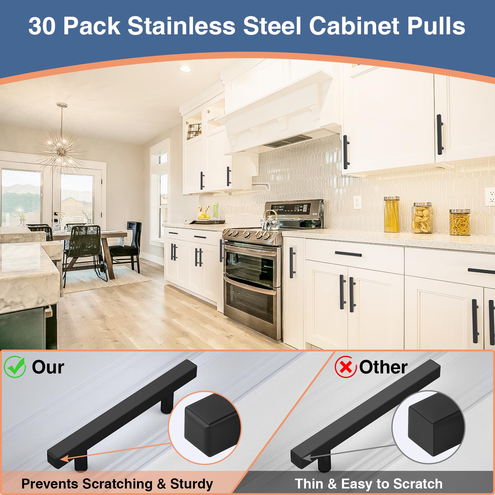 AEEKEL stainless steel cabinet hardware with reinforced mounting holes
