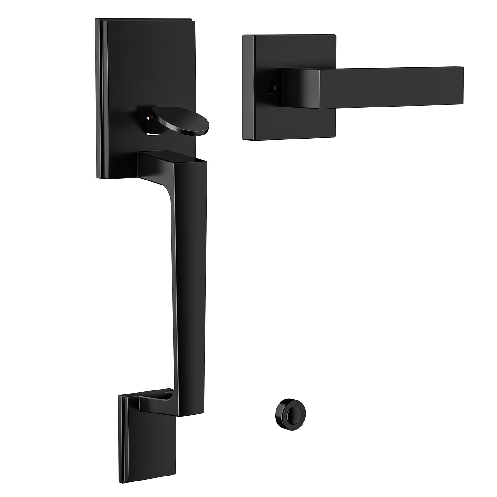 AEEKEL black front door handle with no lock for exterior entry, stylish and secure.