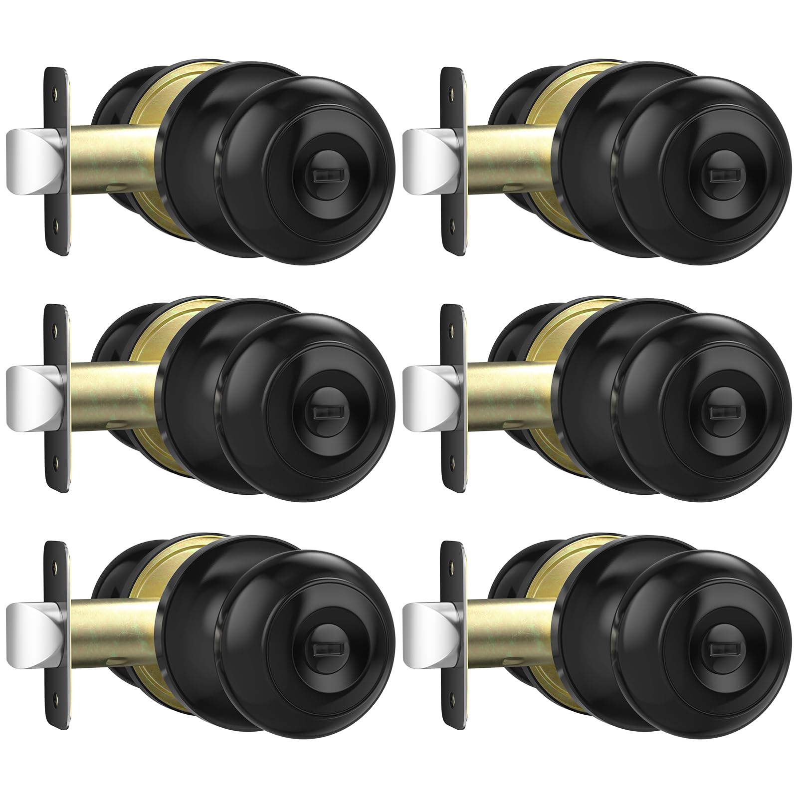 AEEKEL matte black privacy door knob front view for stylish interior privacy.
