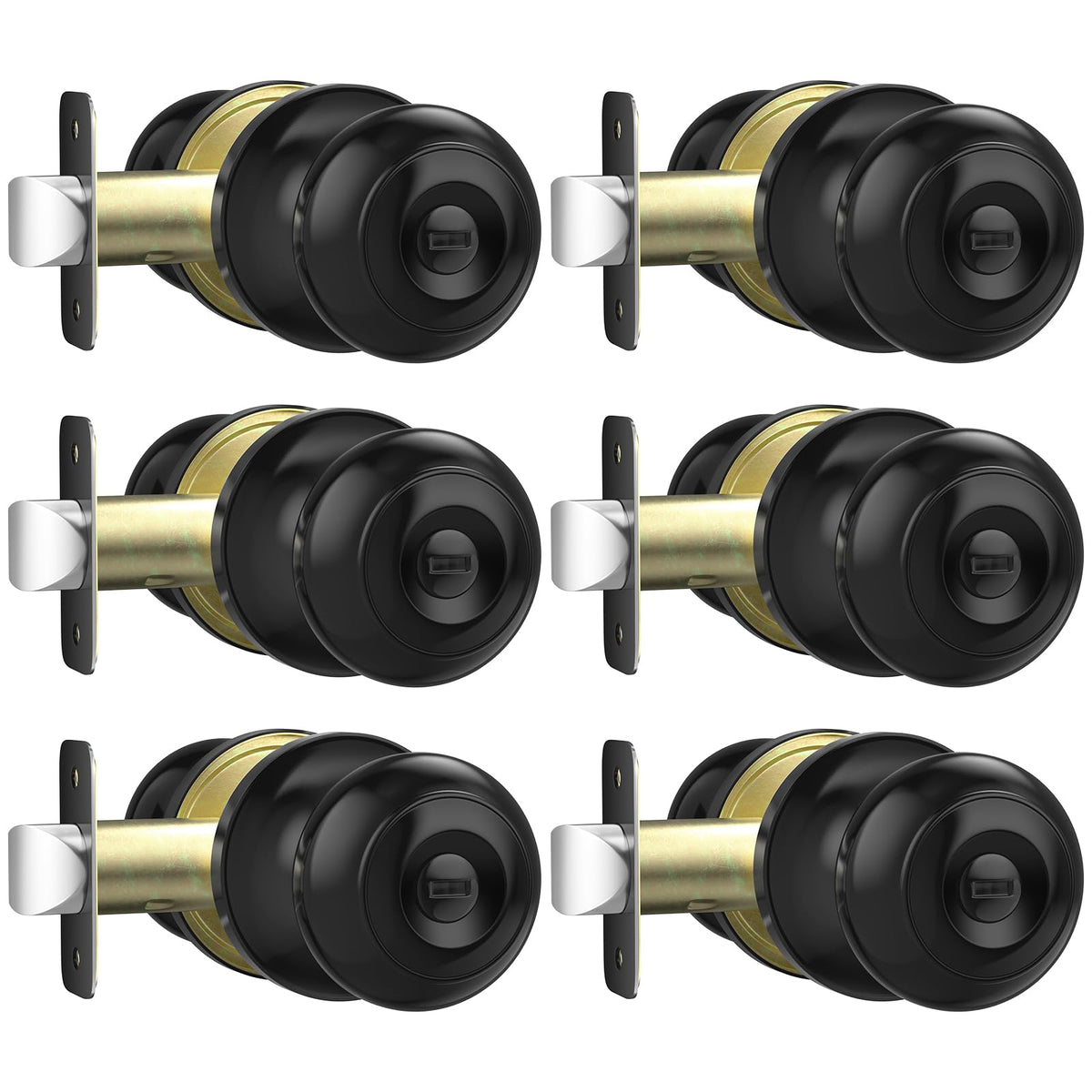 AEEKEL matte black privacy door knob front view for stylish interior privacy.