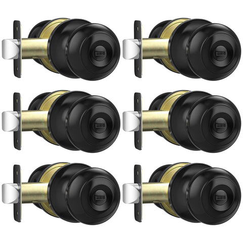 AEEKEL matte black privacy door knob front view for stylish interior privacy.