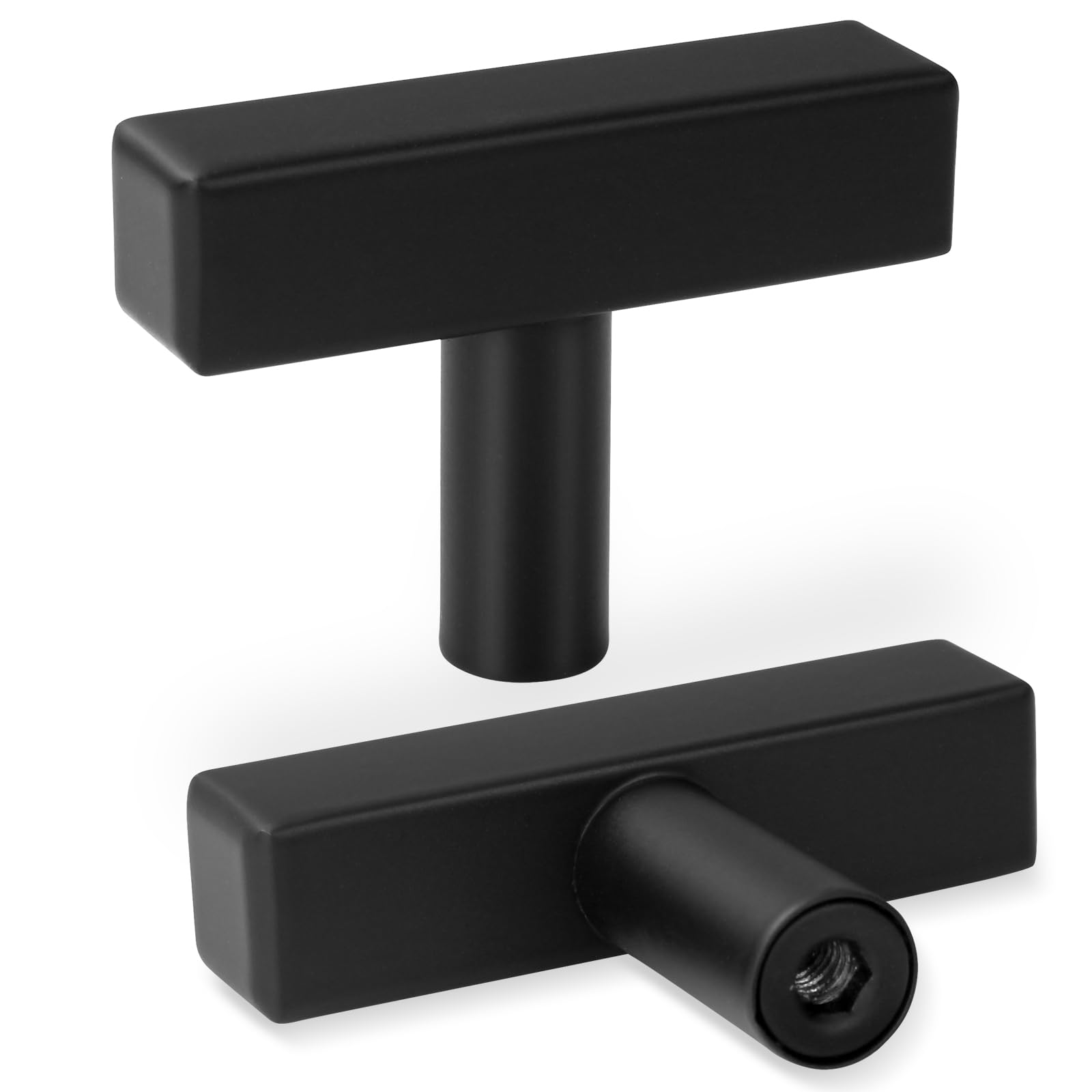 AEEKEL matte black square cabinet knob close-up, showing sleek finish for modern updates.