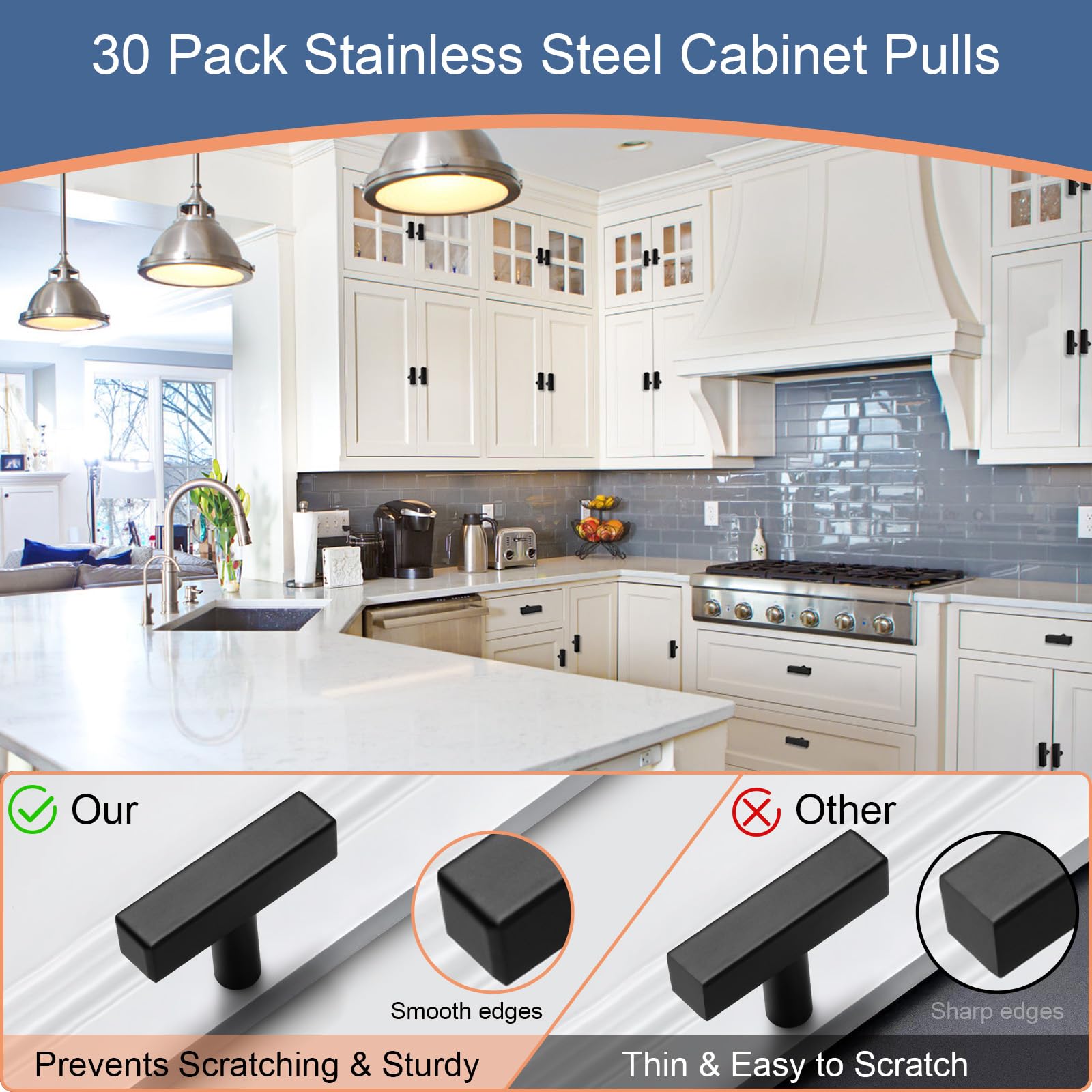 AEEKEL square knob on a cabinet drawer front, ideal for refreshing kitchen furniture.