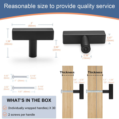AEEKEL 30-pack square knobs mounted on dresser and cabinet fronts.