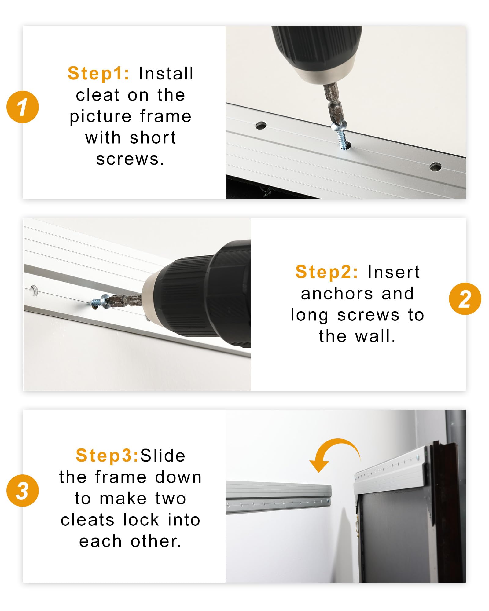 AENTGIU screws, anchors, and level tool support precise alignment.