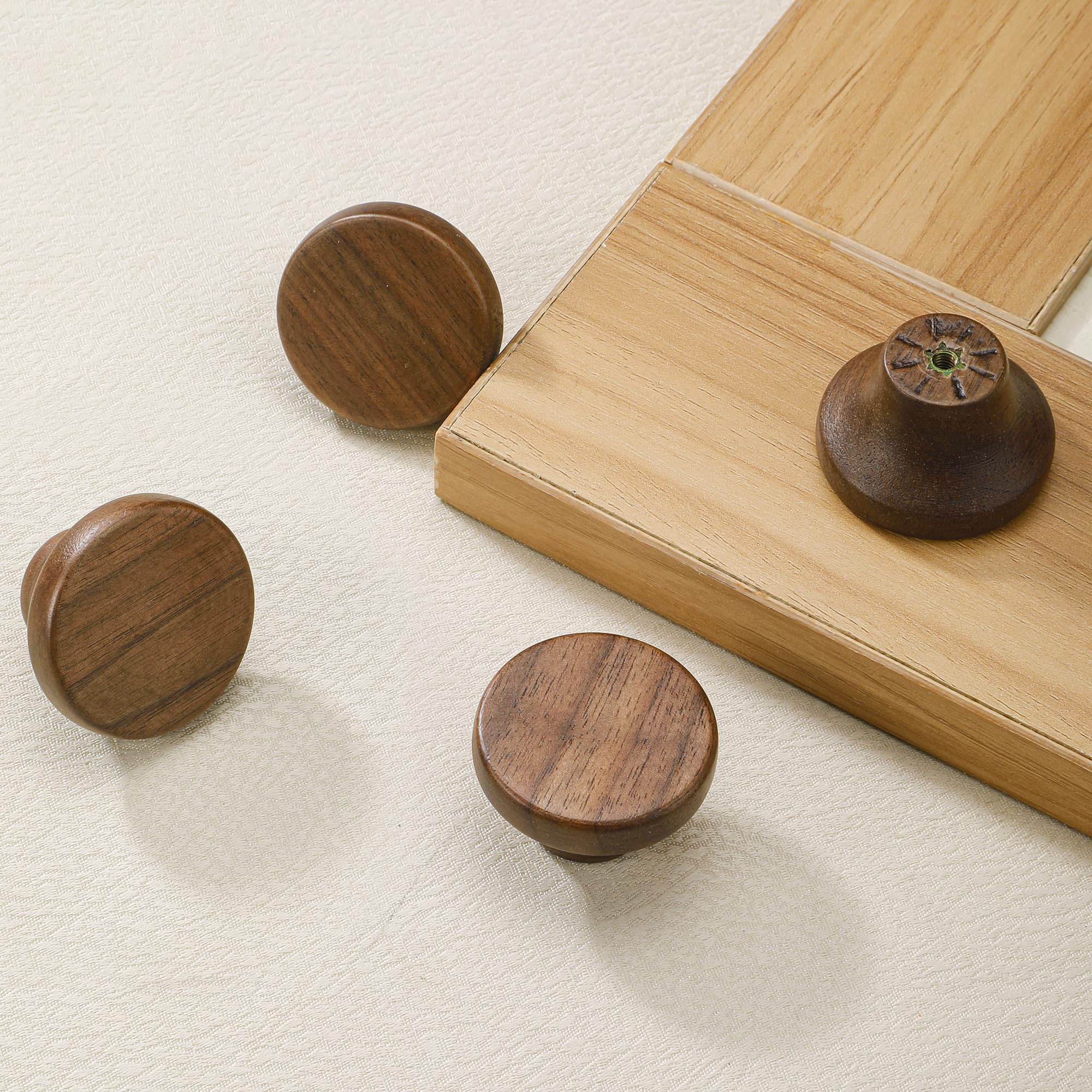AENZOOY dresser drawer handle walnut round 39mm for upgrade projects