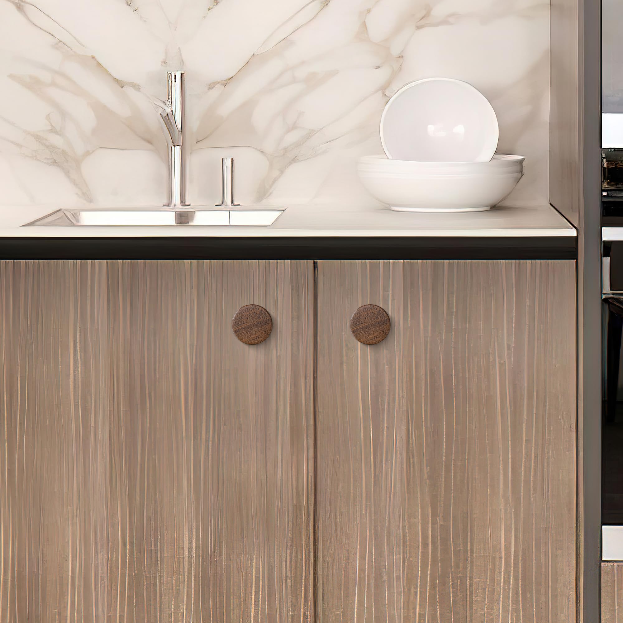 AENZOOY kitchen cabinet round walnut handle perfect for a warm update