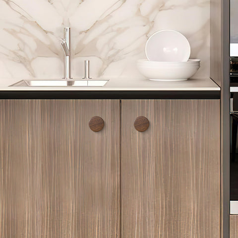 AENZOOY kitchen cabinet round walnut handle perfect for a warm update