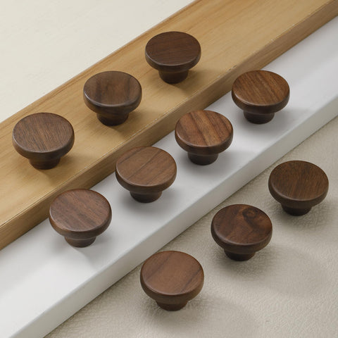 AENZOOY round walnut drawer handle 39mm adds rustic elegance to any dresser