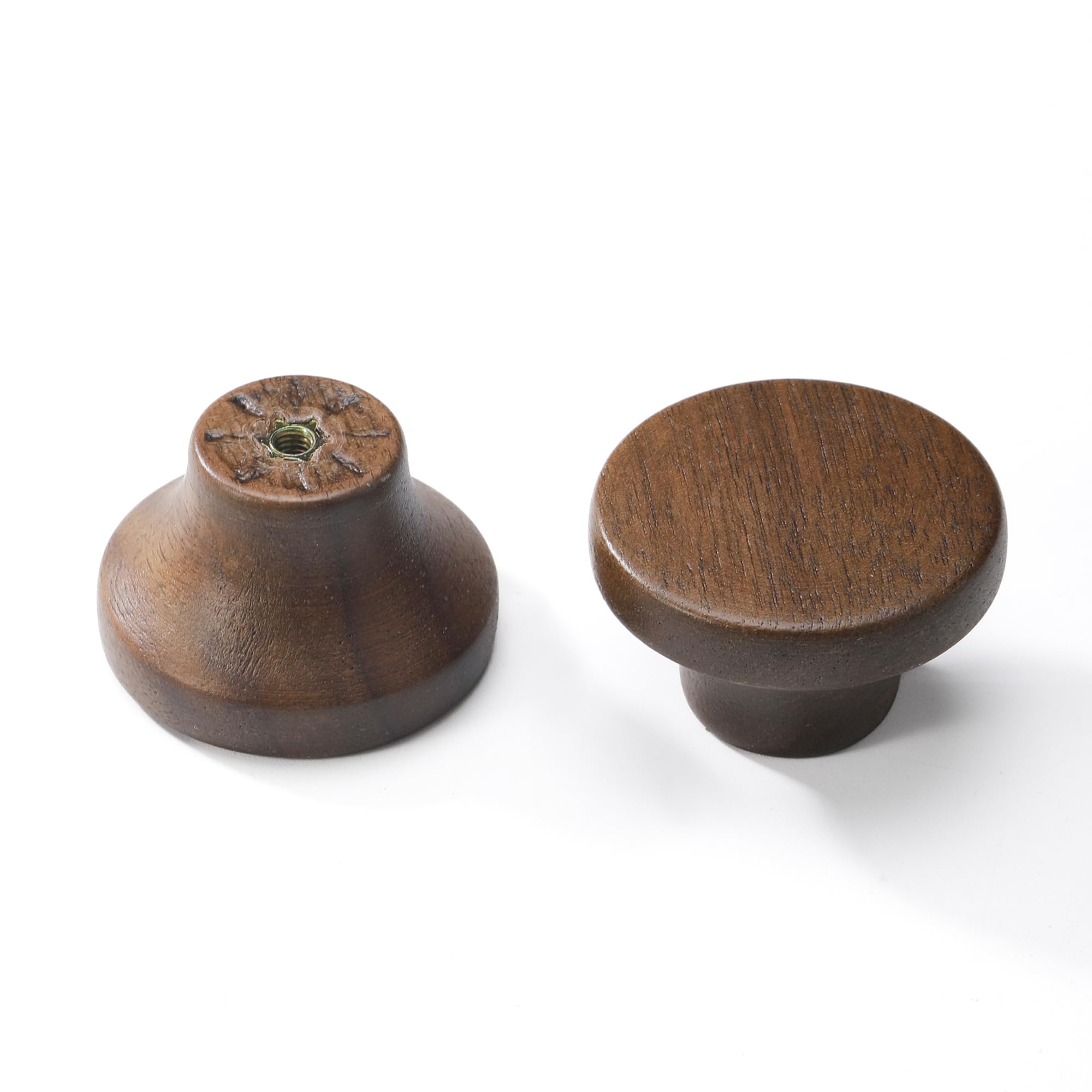AENZOOY round walnut drawer knob close-up showing natural grain
