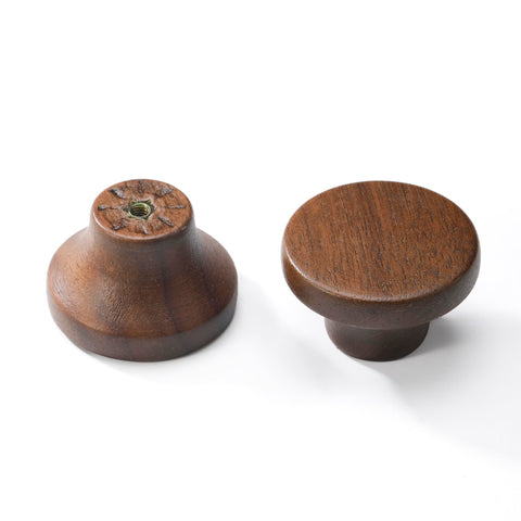 AENZOOY round walnut drawer knob close-up showing natural grain