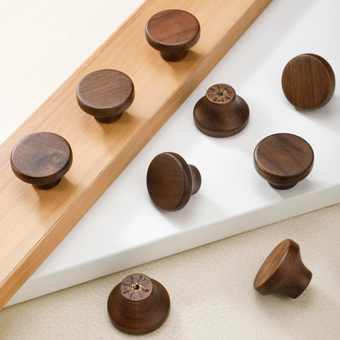 AENZOOY walnut cabinet knob 39mm single hole for easy installation