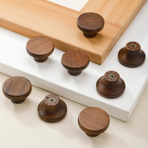 AENZOOY walnut single-hole knob round 39mm ideal for kitchen cabinets