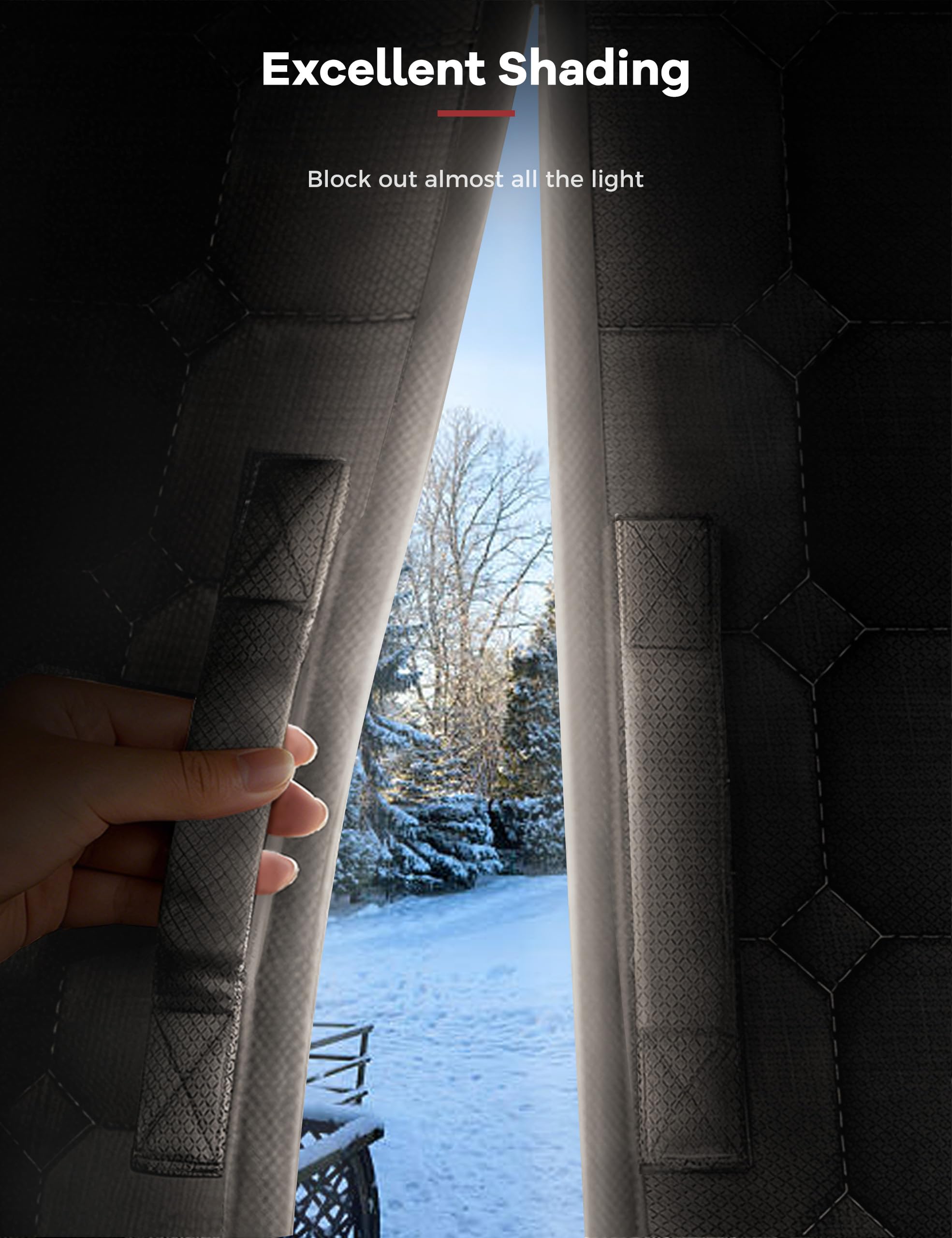 AEOCOO bottom gravity sticks stabilize the curtain for indoor or outdoor use.