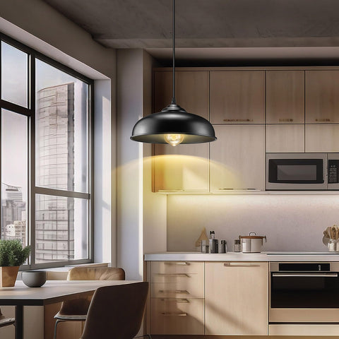 AEOREAL pendant light installed in dining room and bar area setup.