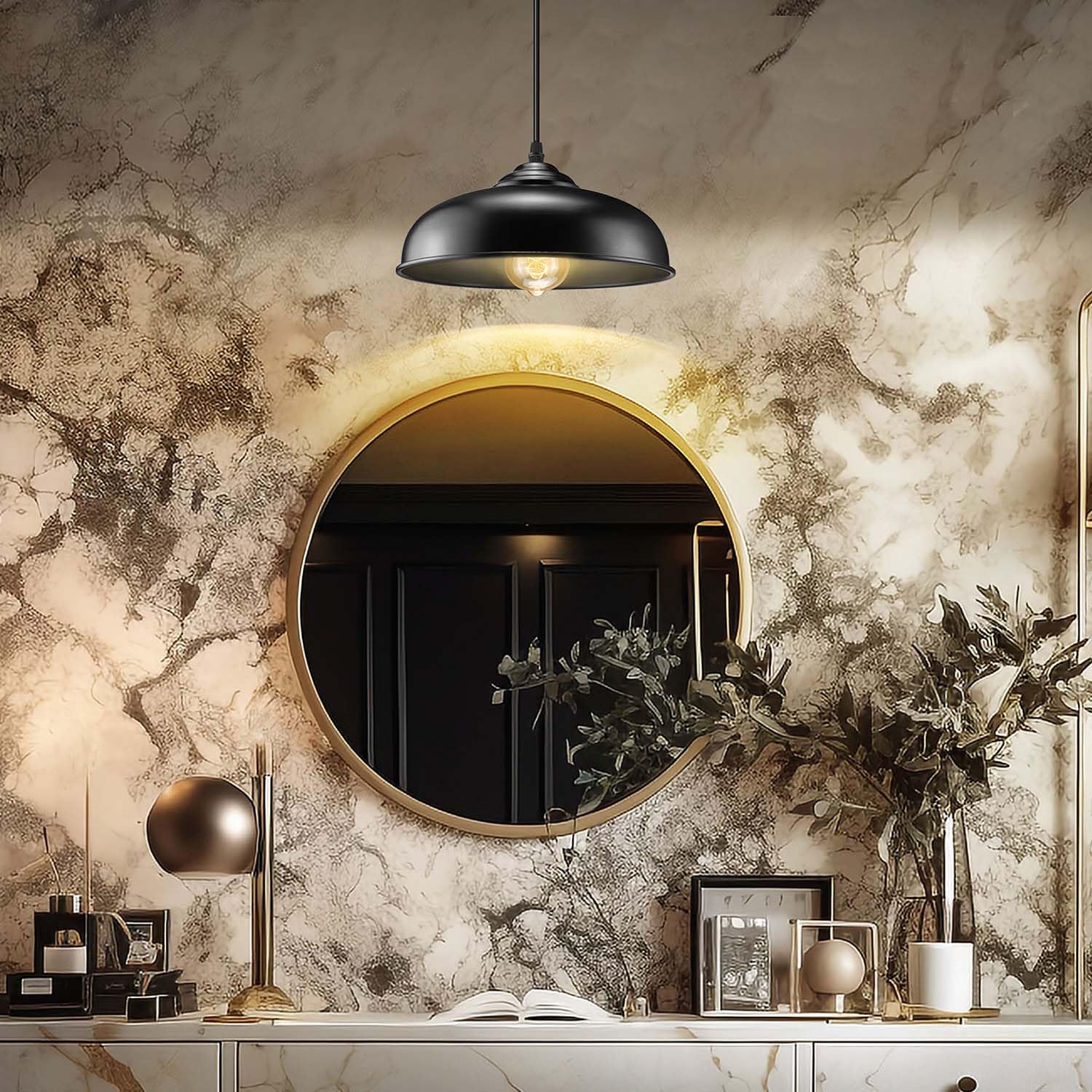 AEOREAL pendant light in a cafe setting creating warm ambience.