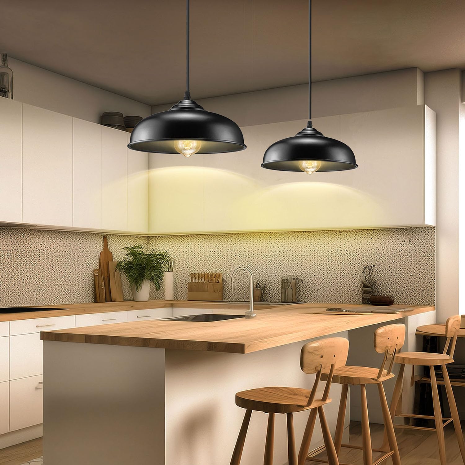 Durable matte black metal AEOREAL pendant light finish for modern spaces.