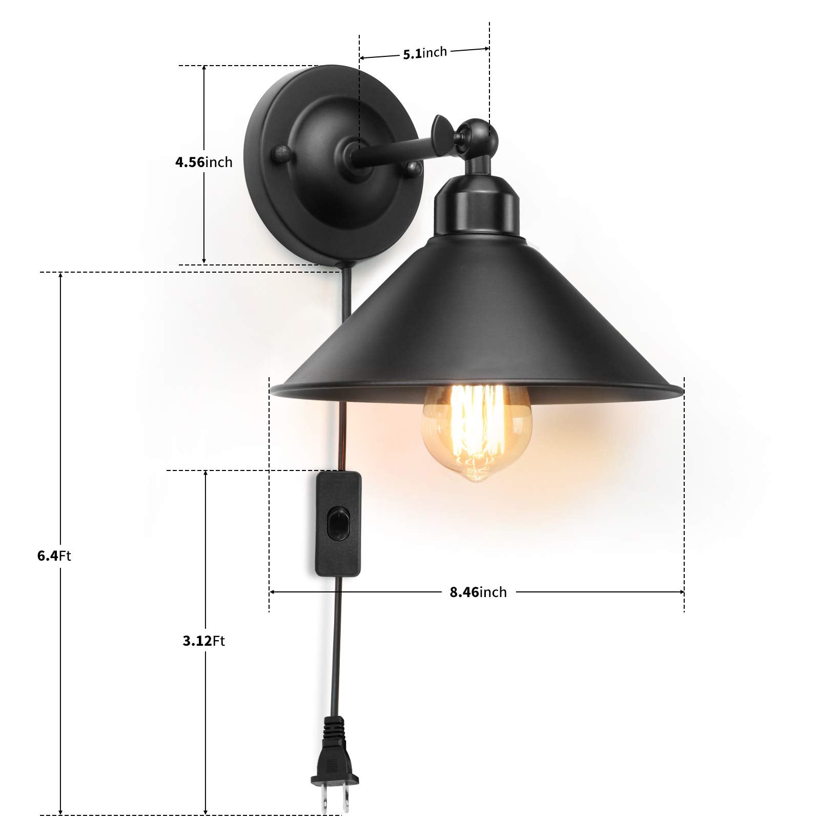 AEOREAL wall lamp with antique swing arm showcasing 240-degree adjustability in living room