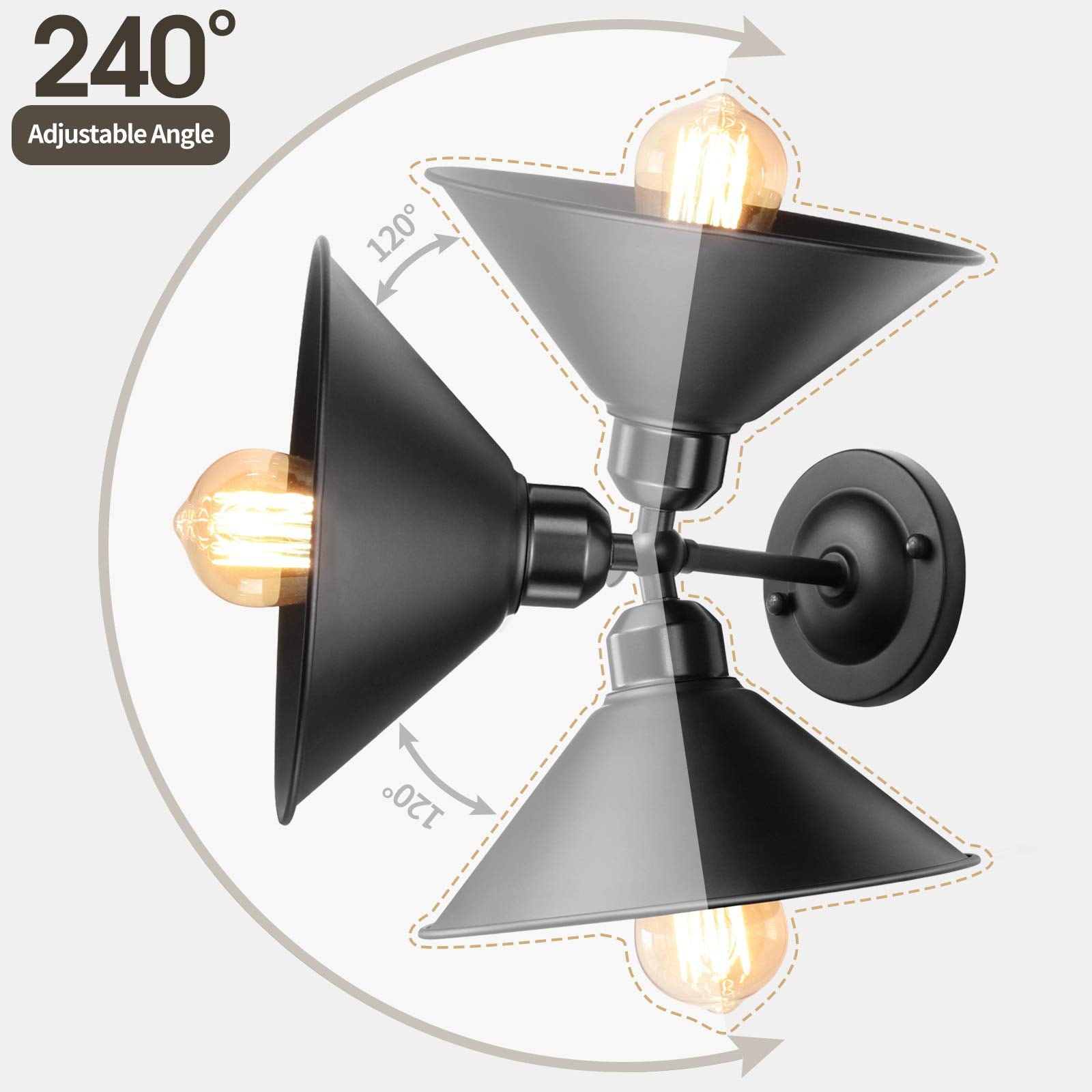 Close-up of black finish and durable baking paint on AEOREAL plug-in sconce