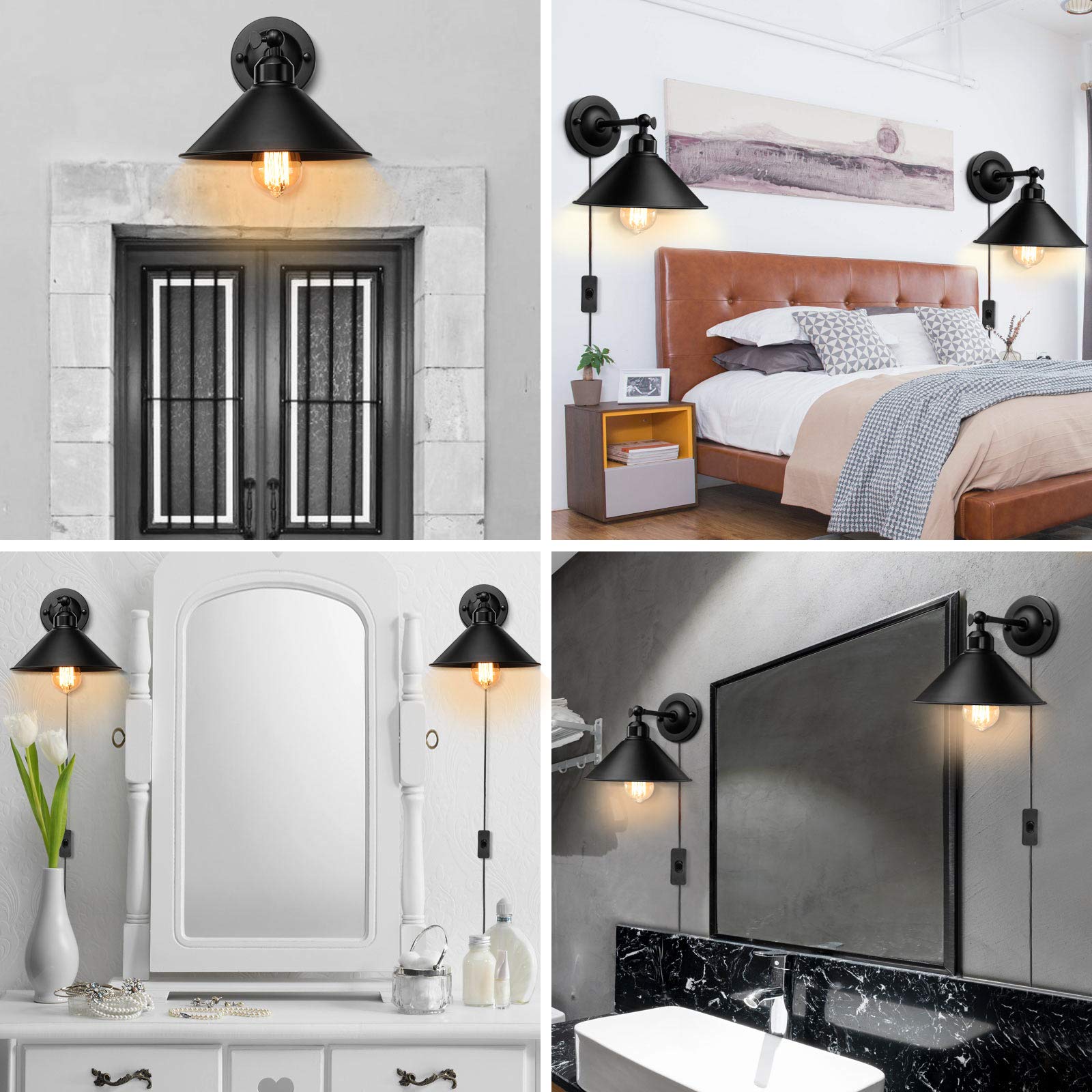 AEOREAL black industrial sconce providing versatile task lighting in kitchen