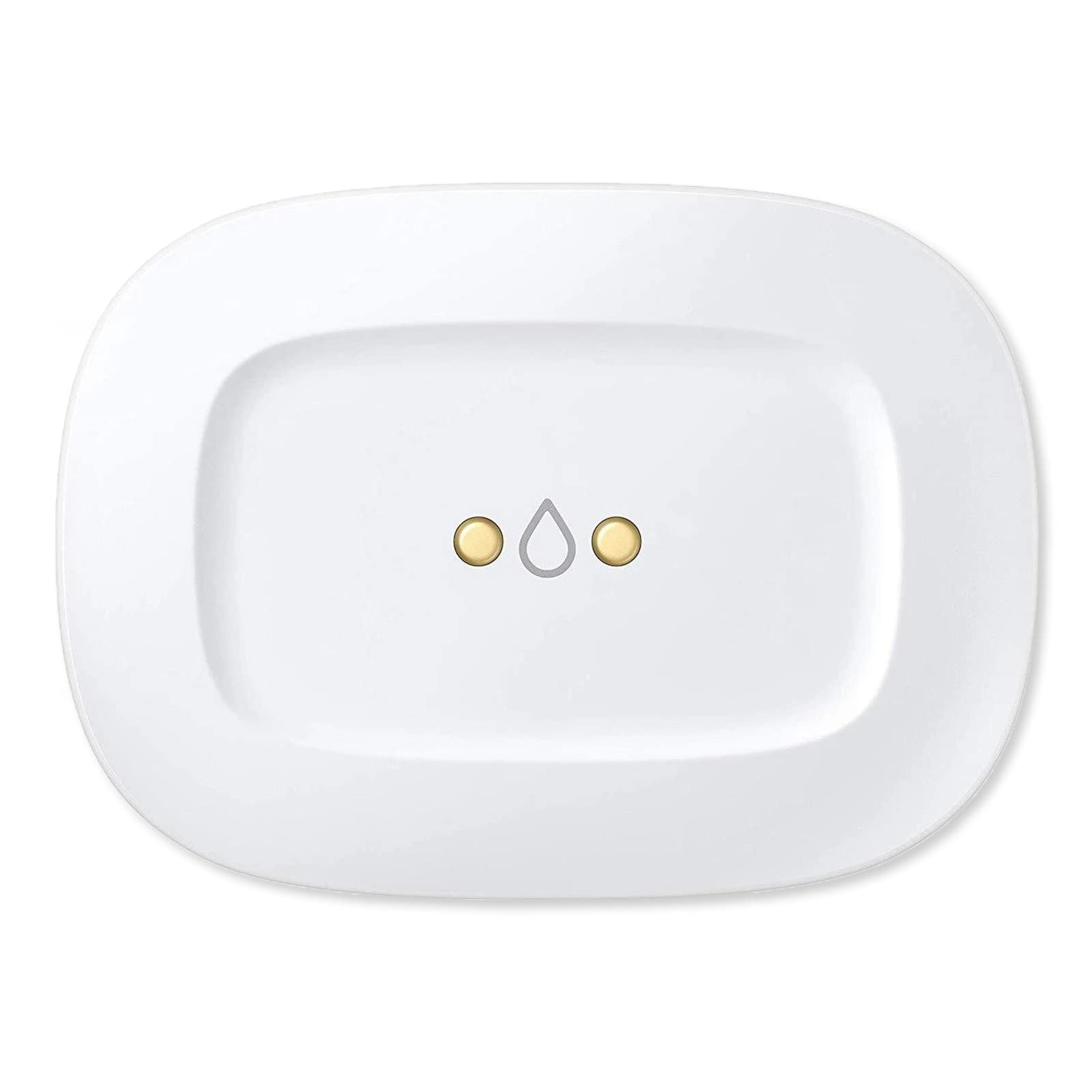Aeotec SmartThings Water Leak Sensor mounted under a sink detects moisture and sends alerts.