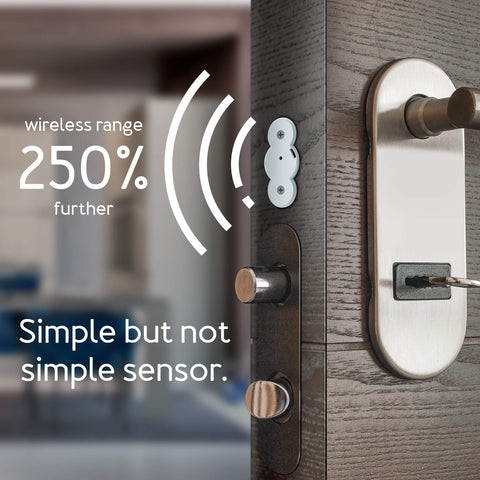 Aeotec Z-Wave door sensor with magnetic contact showing detection area