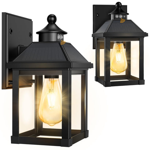 AEQ solar porch light front view with motion sensor for enhanced night visibility