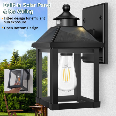 AEQ solar porch light side panel highlighting solar cells powering the unit