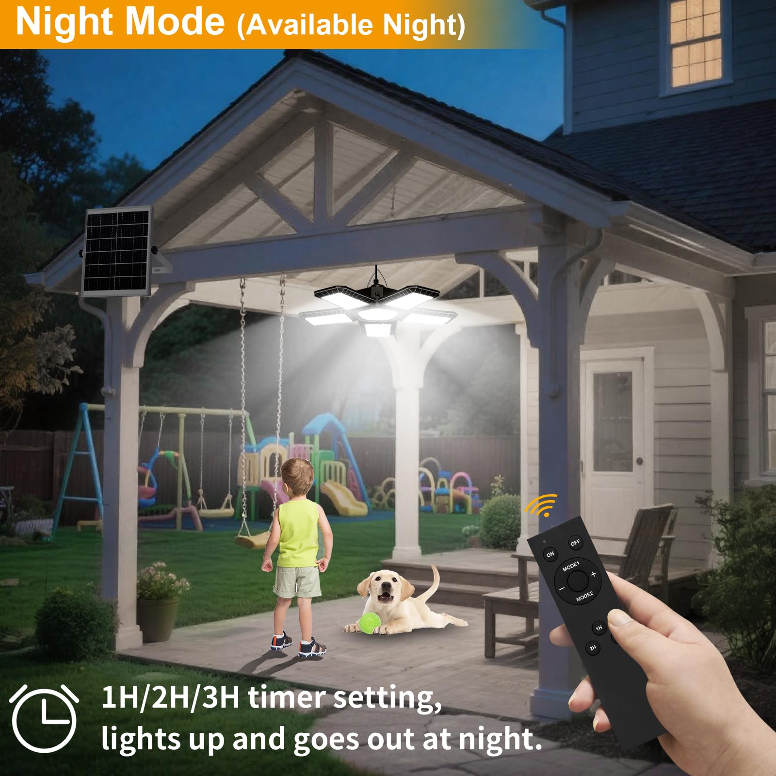 AEQ hanging design allows easy installation in gazebo, shed, or barn