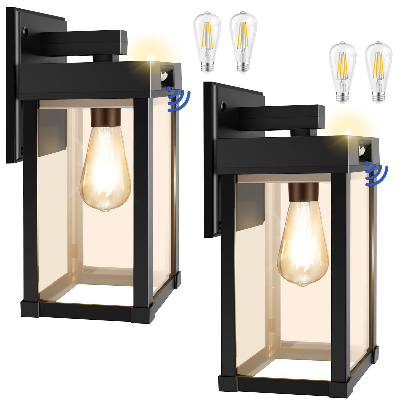 AEQ solar wall light showcases slim square design with four clear panels for even outdoor illumination.
