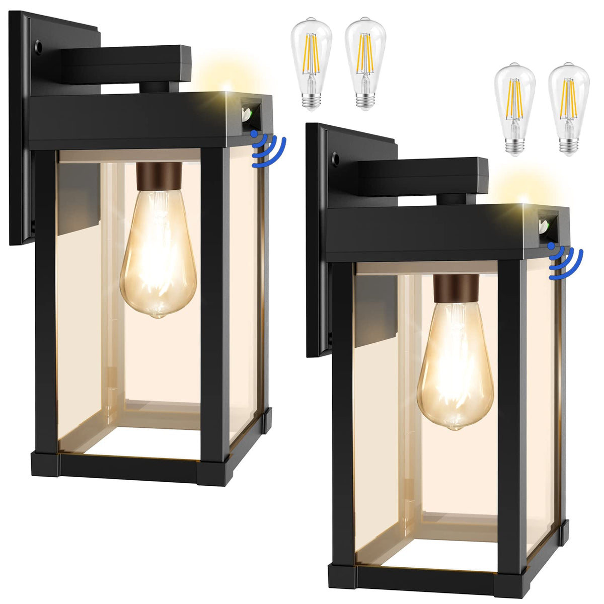 AEQ solar wall light showcases slim square design with four clear panels for even outdoor illumination.