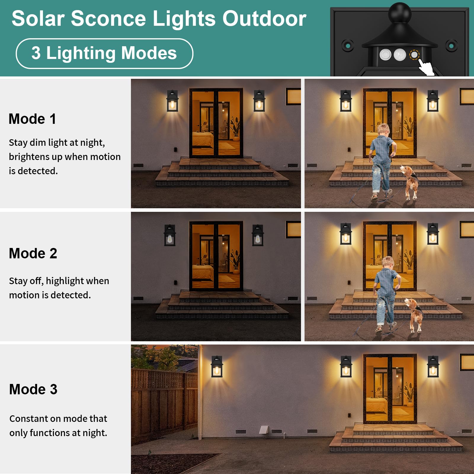 AEQ wall sconce with motion sensor offering hands-free entry lighting