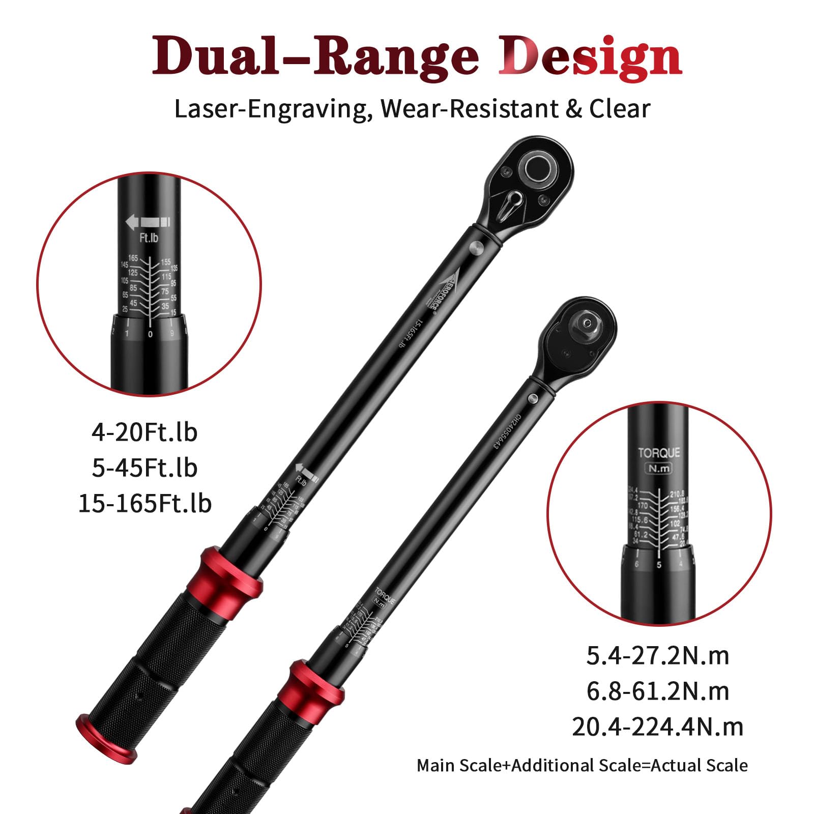AEROFORCE 1/2in drive torque wrench 15-165 ft-lb for robust applications.