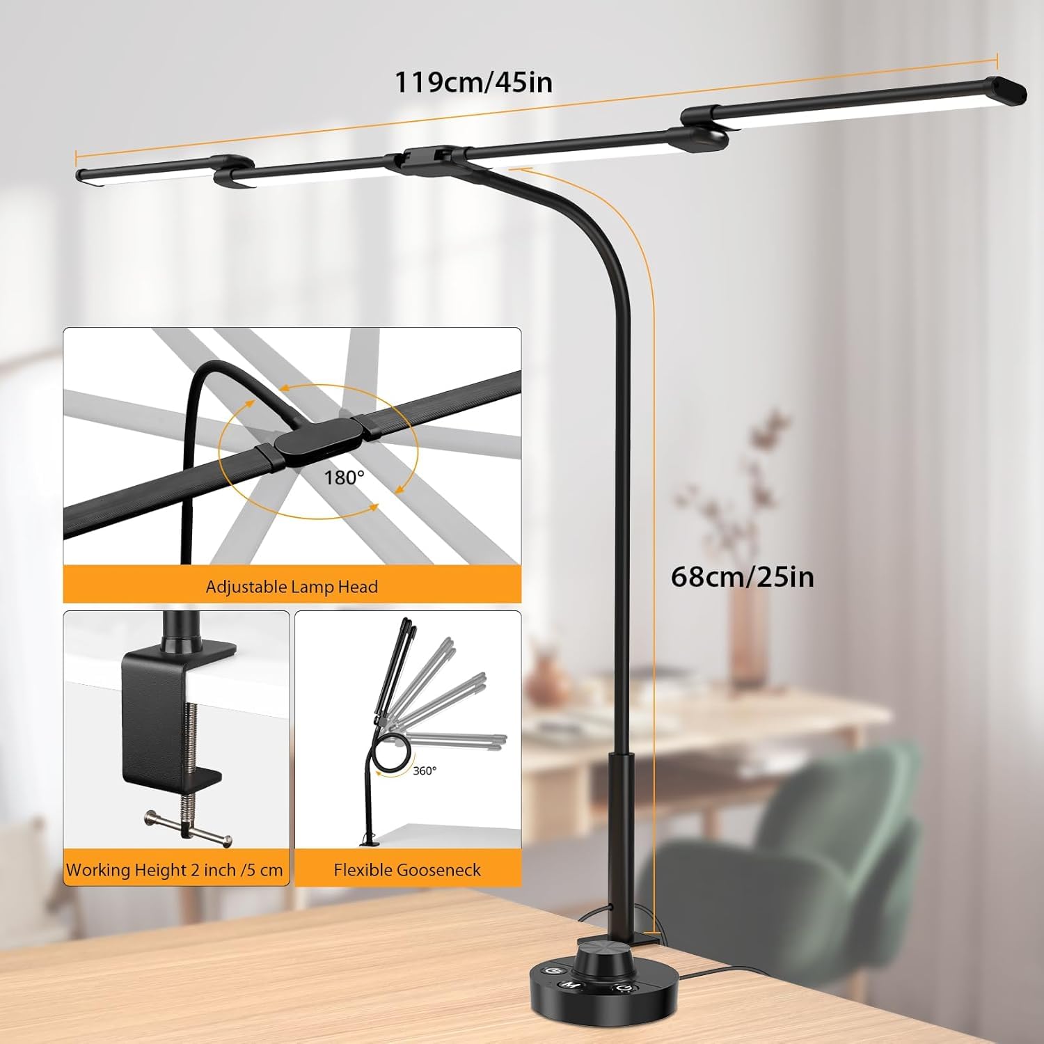 Aeropak desk lamp offers 10 color modes for customizable mood and focus.