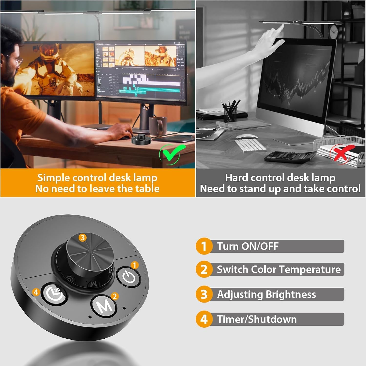 Aeropak clamp mounts securely to desk edge for space-saving setup.