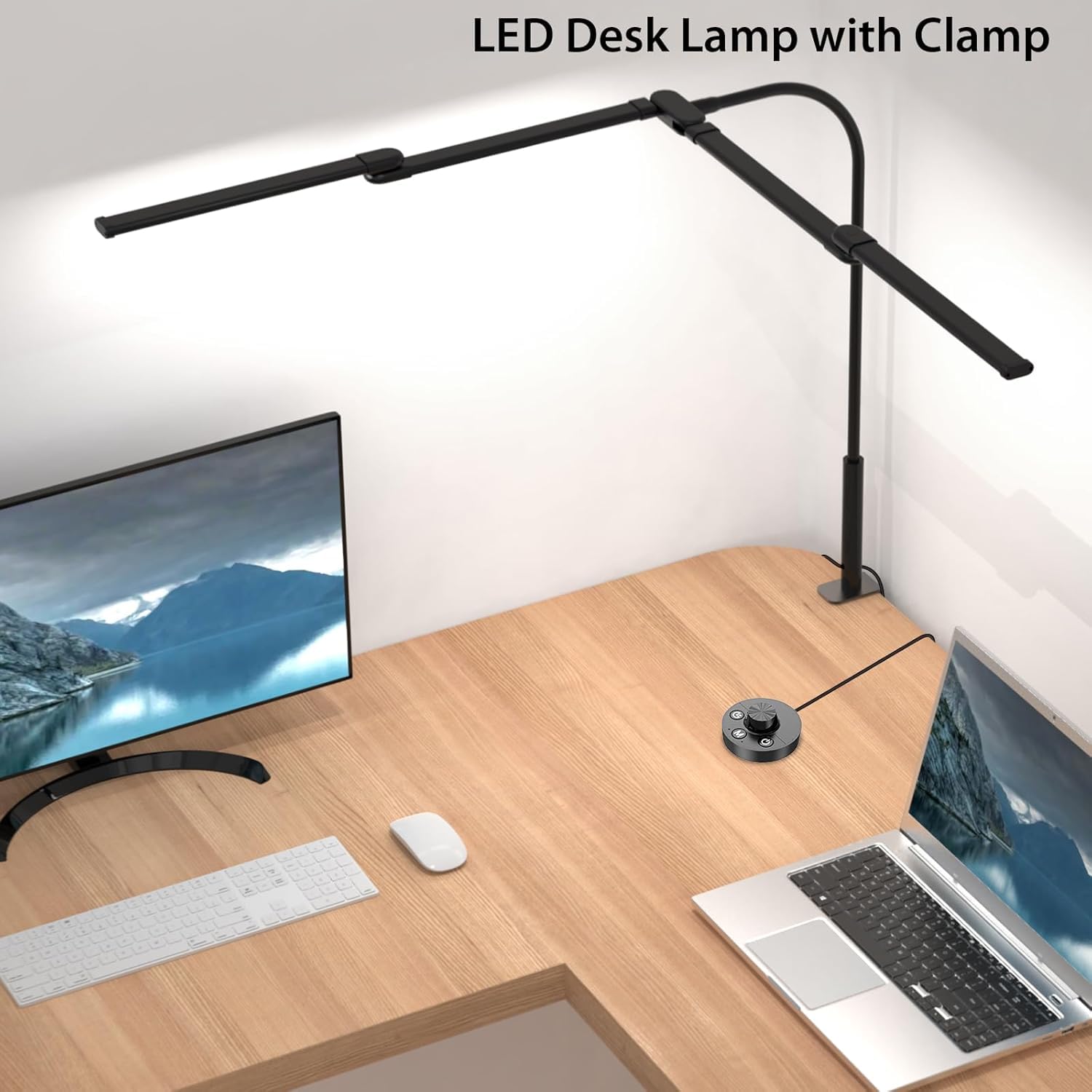 Aeropak desk lamp gooseneck tilt enables precise task lighting for focused work.