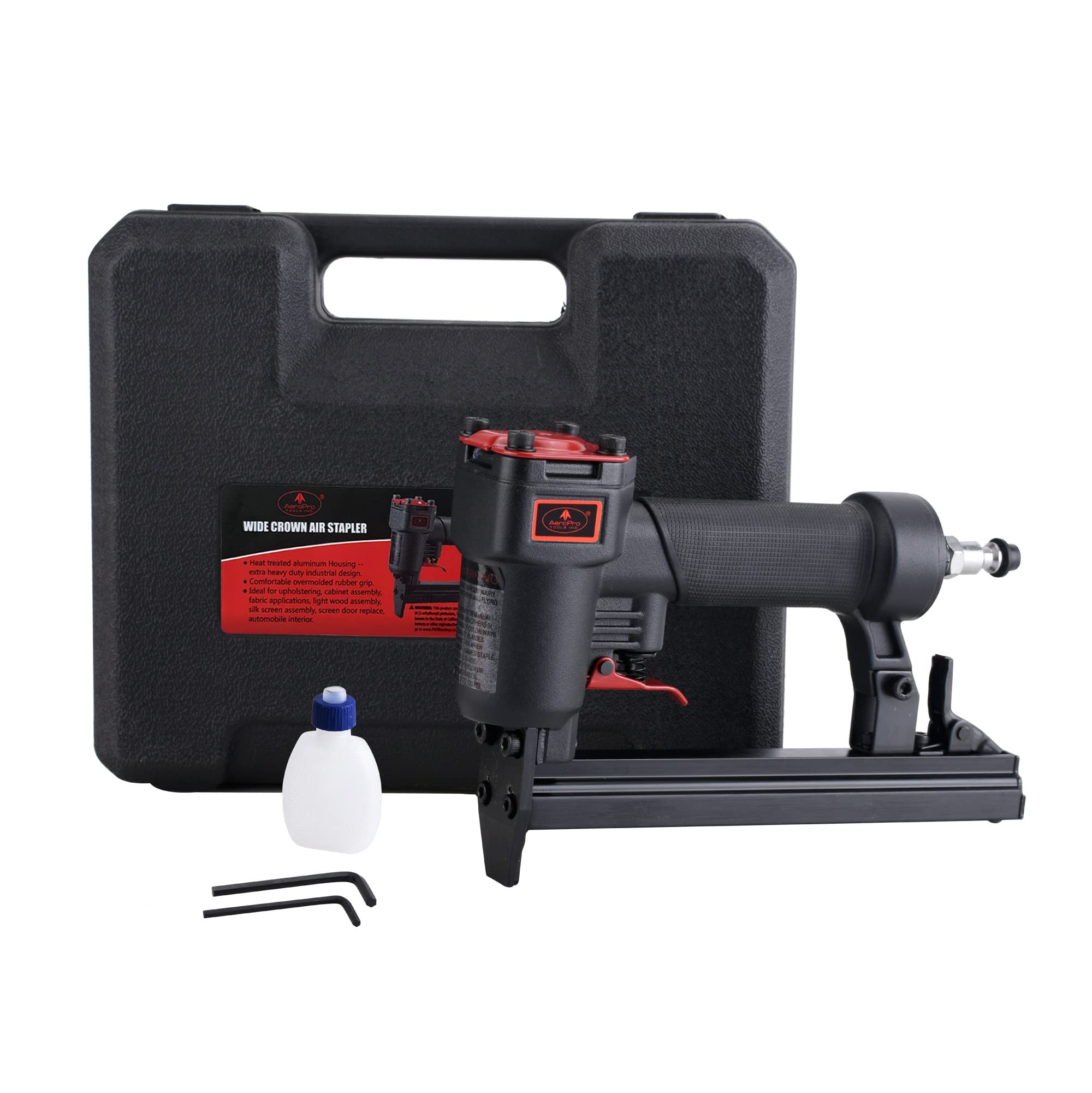 AEROPRO 7116A in use on furniture upholstery for diverse DIY projects.