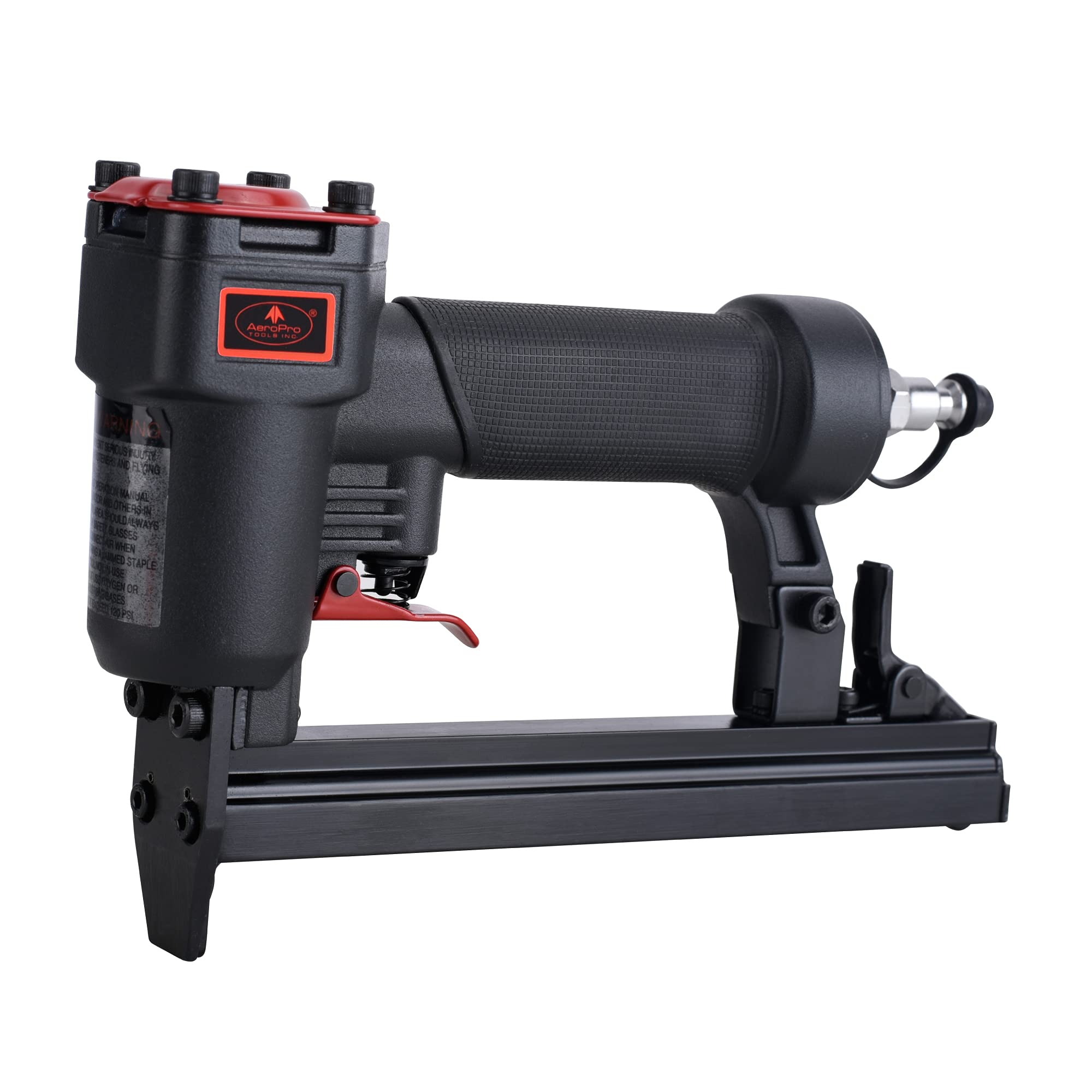 AEROPRO 7116A stapler front view for upholstery tasks and precise finishing.