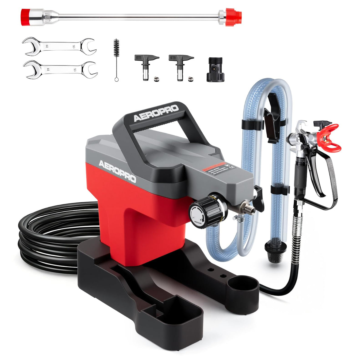 AEROPRO airless sprayer front view for fast indoor painting with high pressure