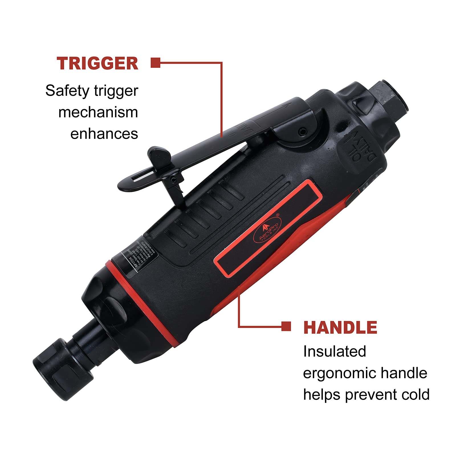 AEROPRO AP17314 compact die grinder offers comfortable handling and quick setup