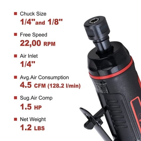 AEROPRO AP17314 die grinder front exhaust directs air away from the work surface