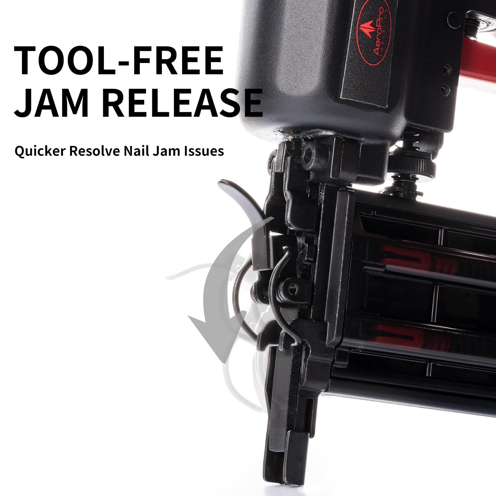 AEROPRO jam-clearing feature with removable plate keeps workflow smooth.